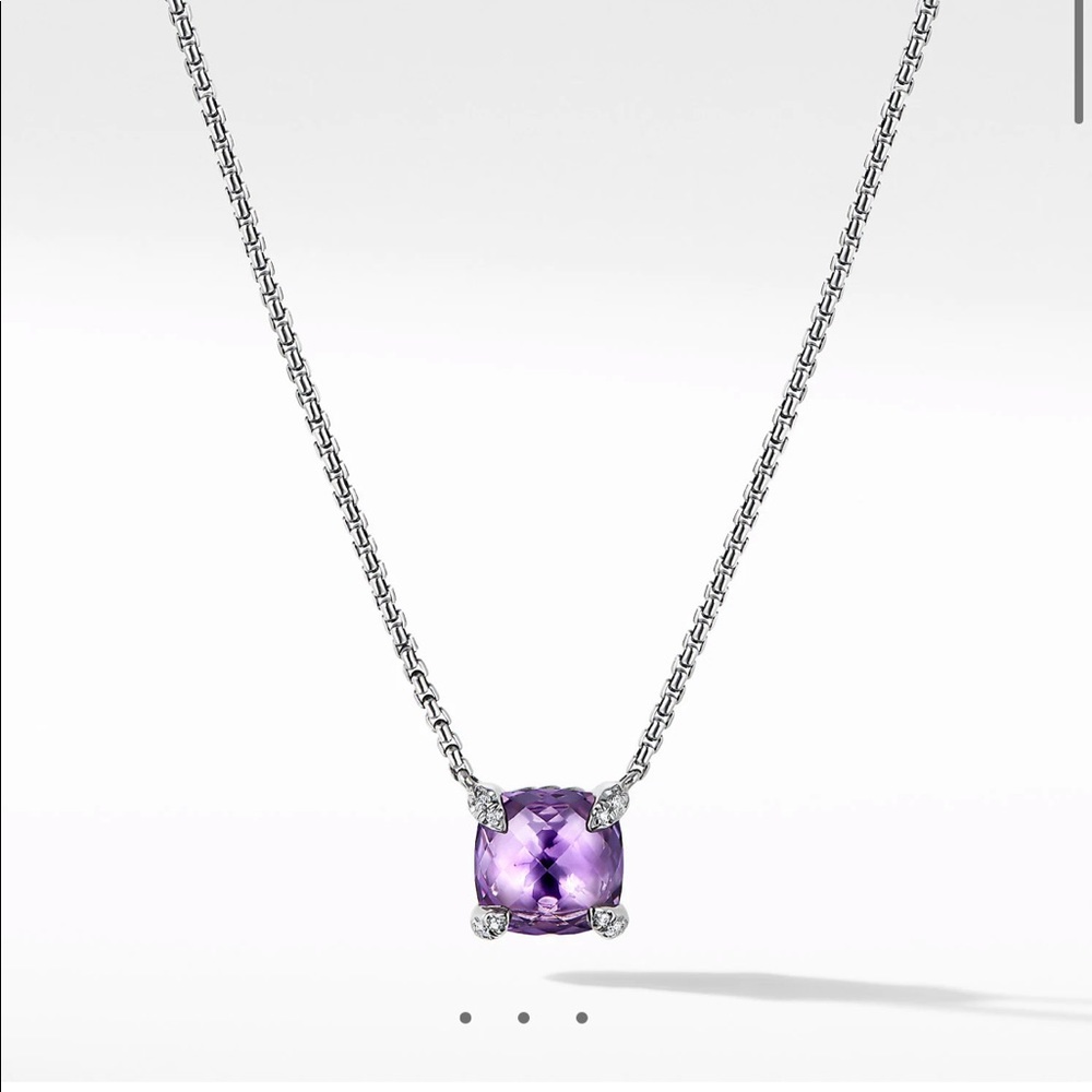 David Yurman Chatelaine Pendant Necklace. Amethyst & Diamonds
